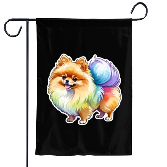 Pomeranian Watercolor Garden Flags