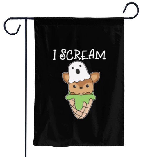 Deer Halloween Ghost I Scream Ice Cream Pun Garden Flags