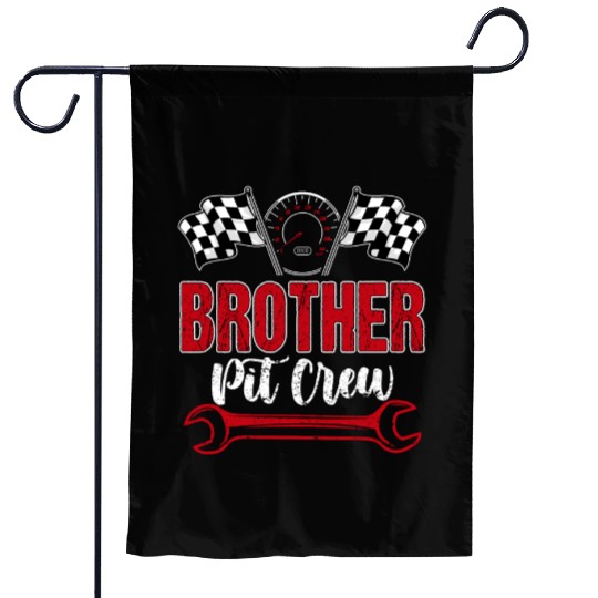 Race Car Birthday Racing Family Brother Pit Crew Garden Flags