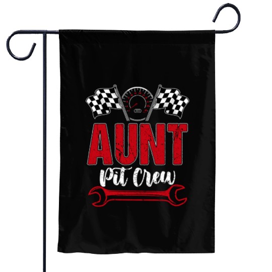 Race Car Birthday Racing Family Aunt Pit Crew Garden Flags