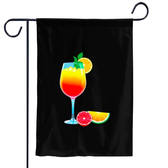 Colorful Cocktail with Fruit Garnish Garden Flags