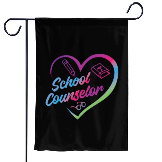 School Counselor Heart Watercolor Garden Flags