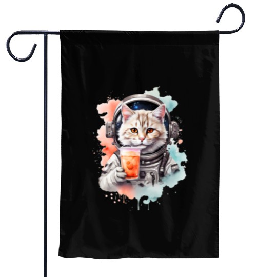 Space Cat Japanese Retro Kawaii Cute Kawaii Astron Garden Flags