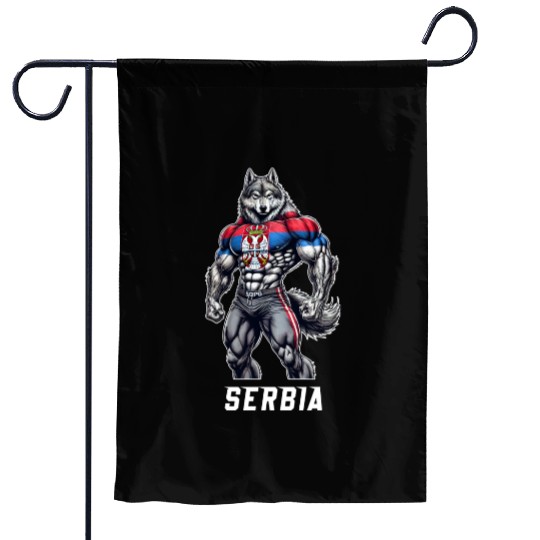 Serbia Wolf Bodybuilding Design Garden Flags