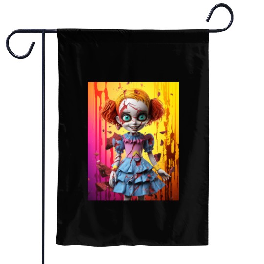Horror Doll embrace the fear Garden Flags