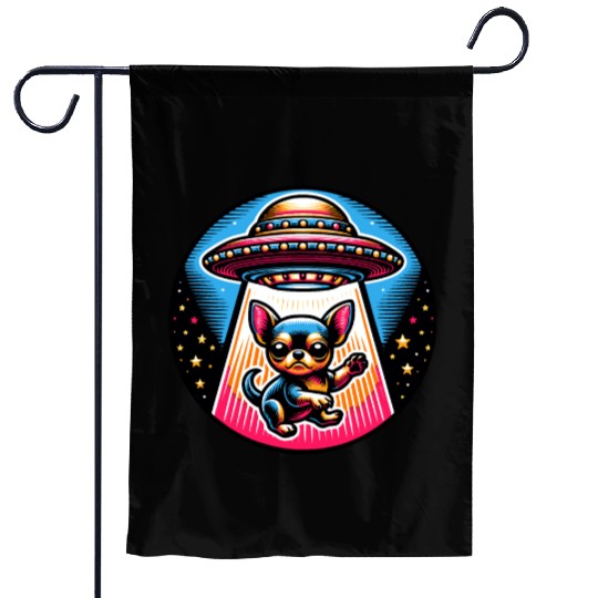 UFO Chihuahua Abduction Garden Flags