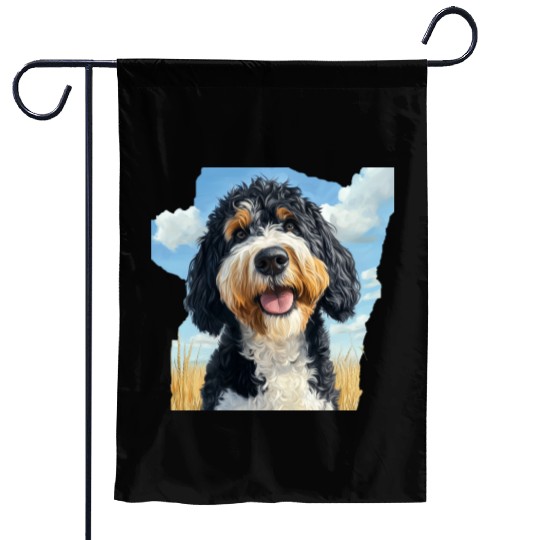 Bernedoodle Field Nature Bernedoodle Watercolor Garden Flags