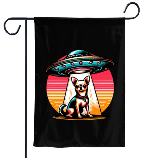 UFO Chihuahua Abduction Garden Flags