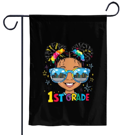 Hello First Grade messy bun tie dye back to school Garden Flags