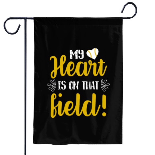 My Heart Softball Mom Funny Mommy Mother's Day Garden Flags