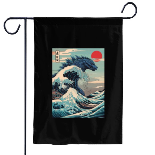 Kaiju Monster Japanese Great Wave Anime Graphic Garden Flags