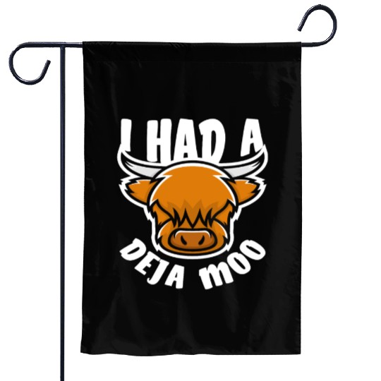 Highland Cow Deja Moo Funny Saying Garden Flags