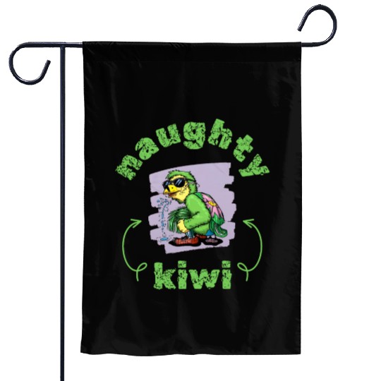 Funny naughty green kiwi bird Garden Flags