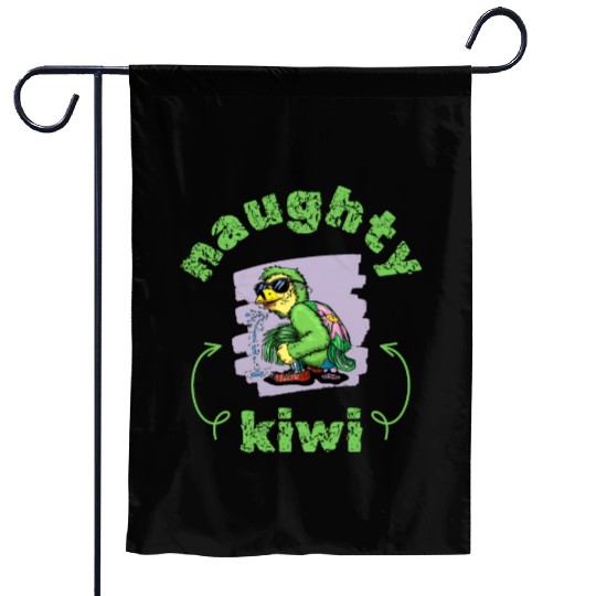 Funny naughty green kiwi bird Garden Flags