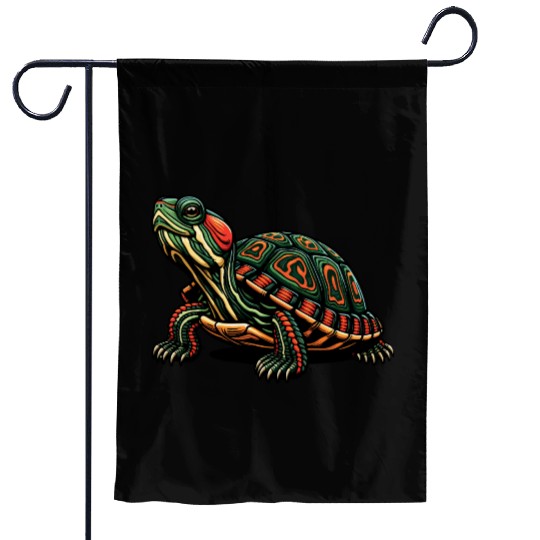 Colorful Turtle Animals Lover Funny Design Garden Flags