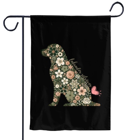 Floral Labrador Retriever: Elegant Pet Silhouett Garden Flags