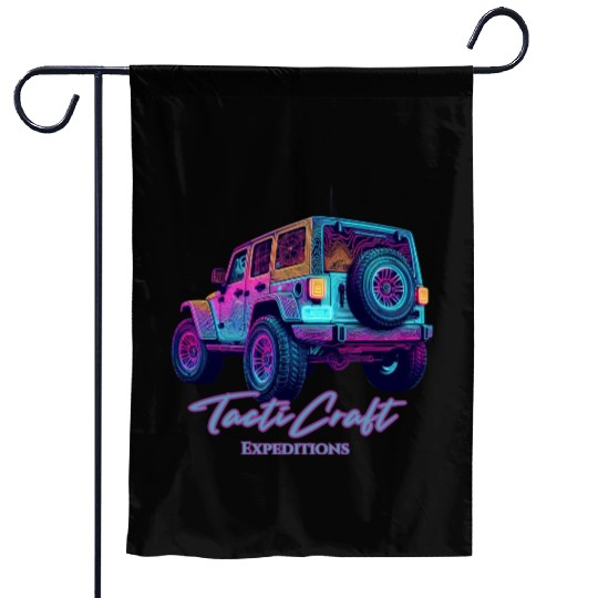 Jeep rear view topographical Garden Flags