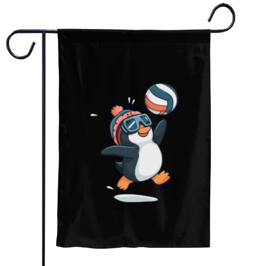 Penguin Playing Volleyball With Goggles And Hat Garden Flags