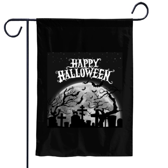 halloween cat on a graveyard Garden Flags