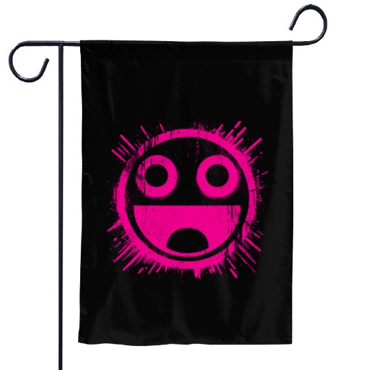 Pink Joyful Face Garden Flags