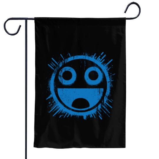Blue Joyful Face Garden Flags
