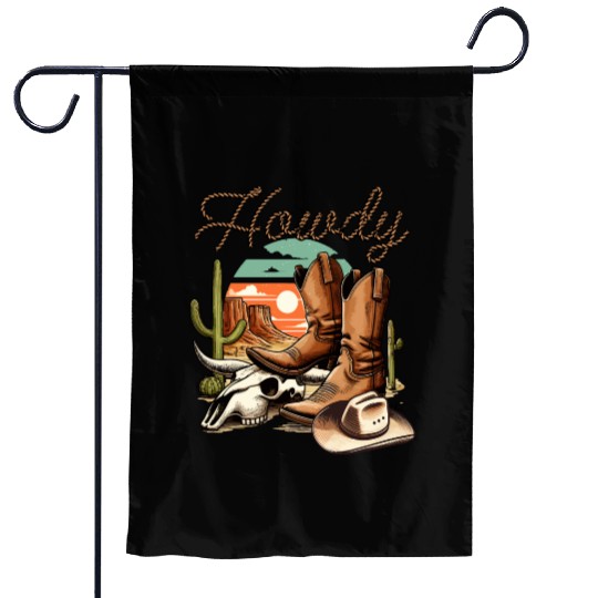 cowboy funny women hat wild western rodeo texas Garden Flags