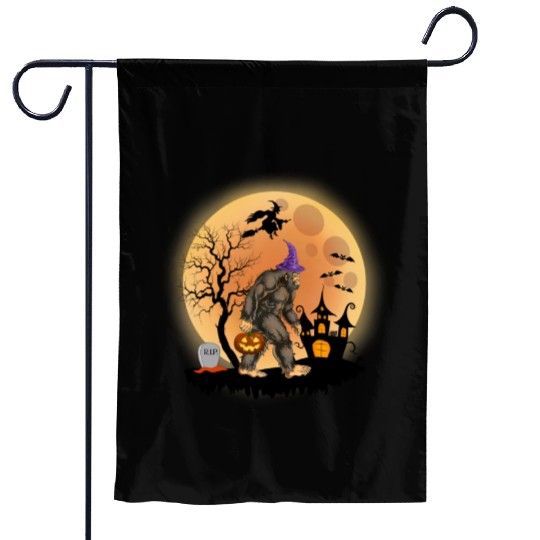 Sasquatch Halloween Trick-or-Treat Pumpkin Garden Flags