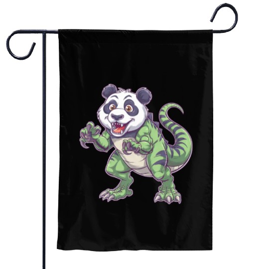 Dino dinosaur T-Rex panda fantasy creature quirky Garden Flags