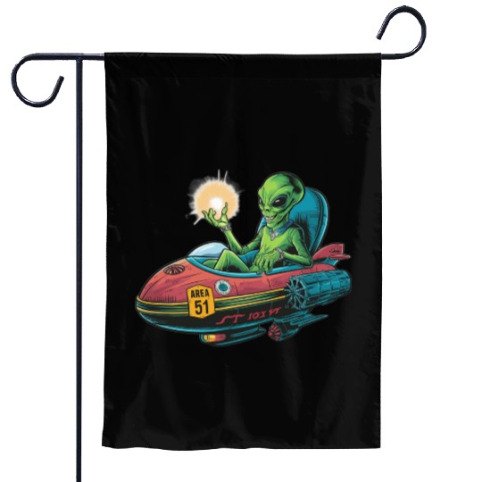 Alien in Area 51 Craft Garden Flags
