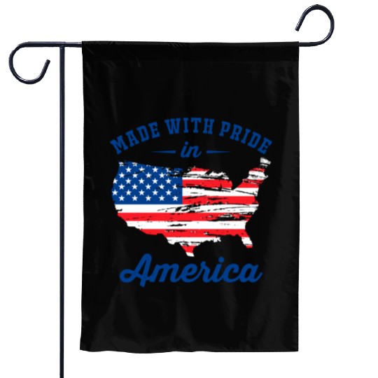 Made With Pride in America Patriotic USA Map with Garden Flags
