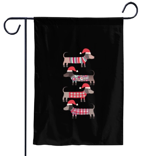 Christmas Dachshund Wiener Dogs in Santa Hats Garden Flags