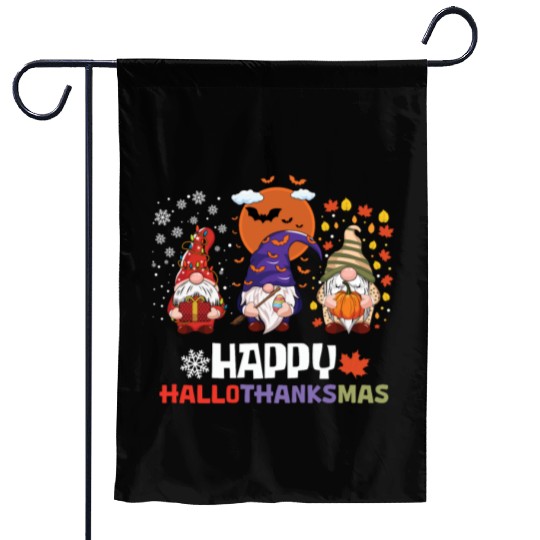 Happy Hallothanksmas Halloween Thanksgiving Garden Flags
