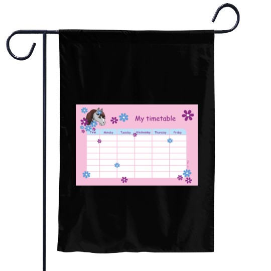 Timetable for Kids - Pony Flowers pink Garden Flags