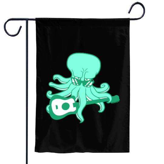 Cool Octopus Kraken Squid Plays Guitar Guitarist Garden Flags