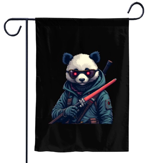 Panda Warrior Garden Flags