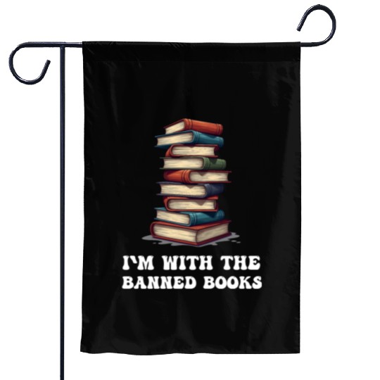 I Read Banned Books Funny Cat Reading Book Garden Flags