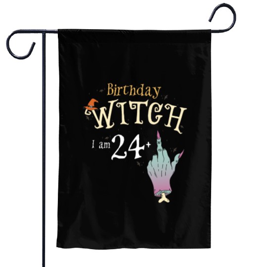 25 yo Witch HallowQueen 25th Birthday Funny Garden Flags