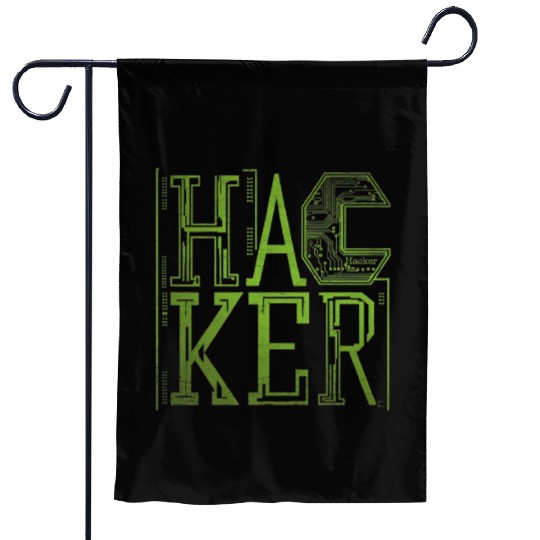 Futuristic Digital Hacker Typography Garden Flags