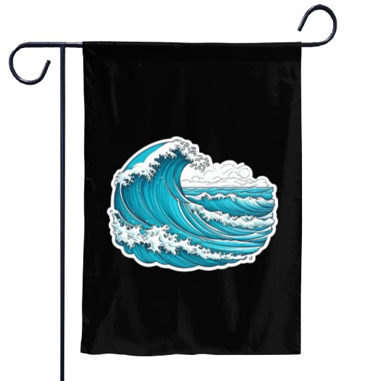 Serene Blue Ocean Waves Garden Flags