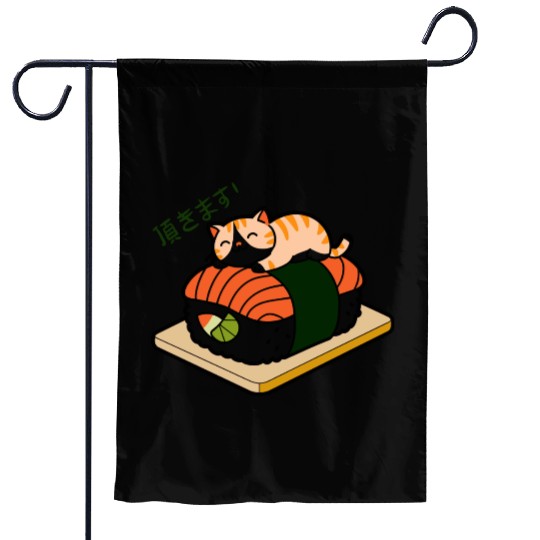 Sushi Cat Adorable Japanese Food Illustration Garden Flags