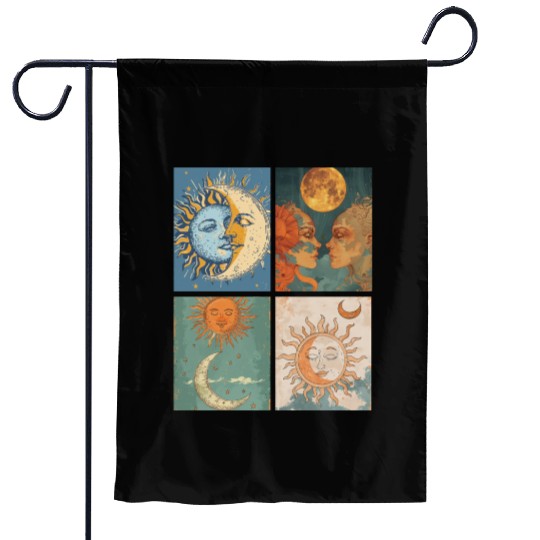 Moon and Sun Tarot Card Designed Look Garden Flags