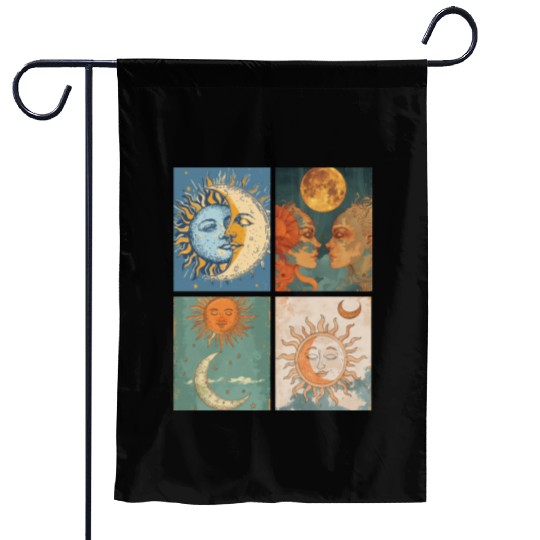 Moon and Sun Tarot Card Designed Look Garden Flags