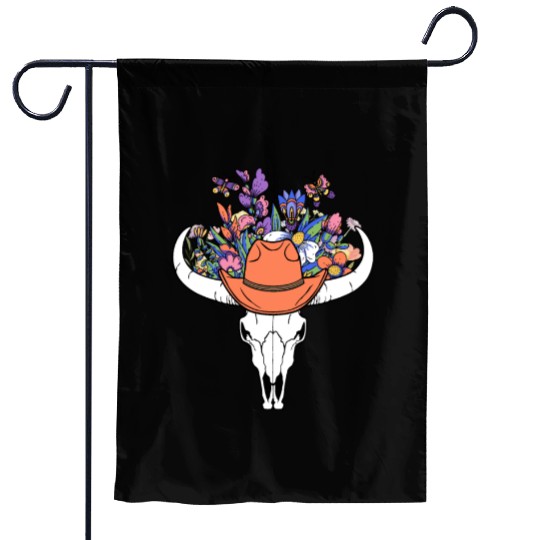 wildflower with Cow Skull blooming Garden Flags