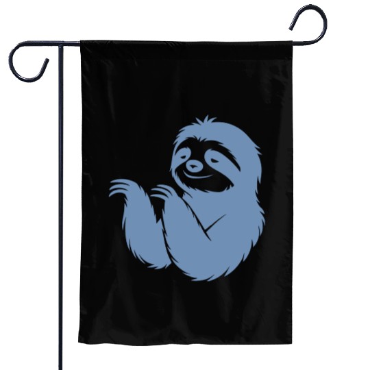 Cool sloth silhouette portrait face head Garden Flags