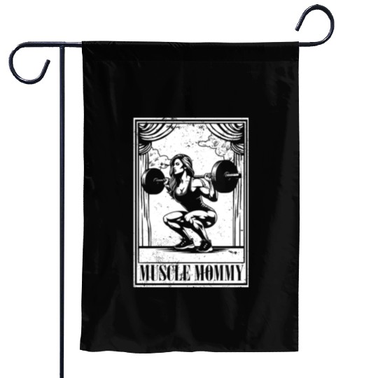Tarot Cards Muscle Mommy Squatting Barbell Garden Flags
