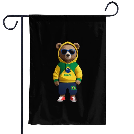 Cool Brazil Bear: The Ultimate Soccer Fan Garden Flags