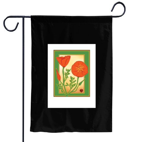 California Poppies illustration poster Garden Flags