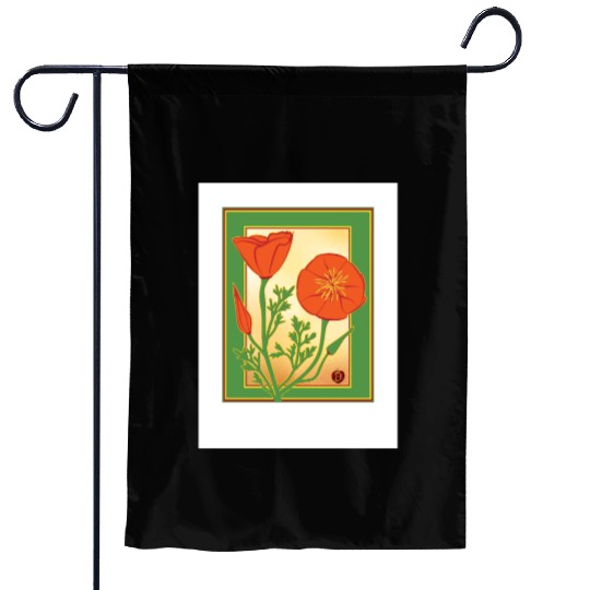 California Poppies illustration poster Garden Flags