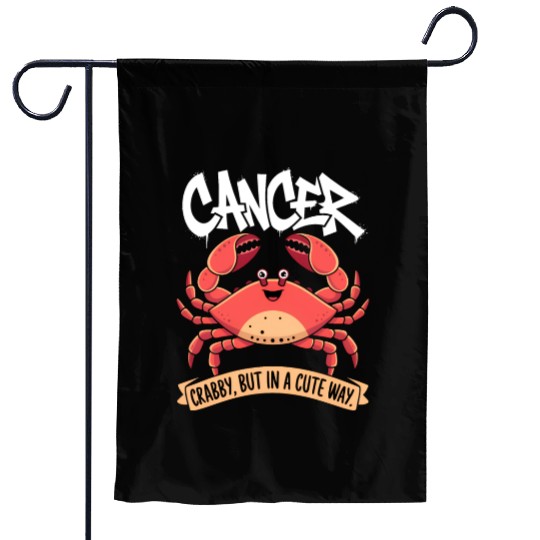 Crabby, But in a Cute Way Cancer Zodiac Sign Garden Flags