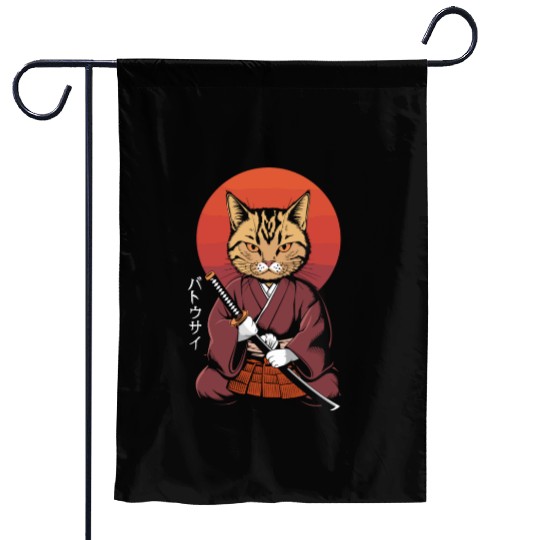 Neko Battousai Samurai Cat Classic Garden Flags